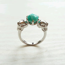 Load image into Gallery viewer, STERLING SILVER &#39;DEATH BECOMES HER&#39; AMAZONITE SKULL RING