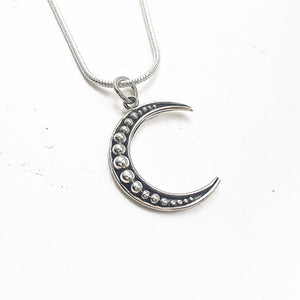 STERLING SILVER DOTTED MOON CHARM
