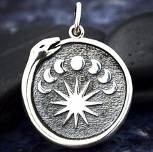 Load image into Gallery viewer, STERLING SILVER LUNAR OUROBOROS NECKLACE