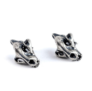 STERLING SILVER CAT SKULL EARRINGS