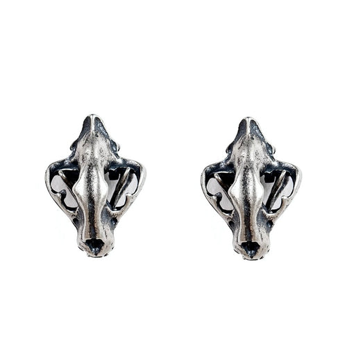 STERLING SILVER CAT SKULL EARRINGS