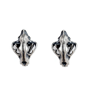 STERLING SILVER CAT SKULL EARRINGS