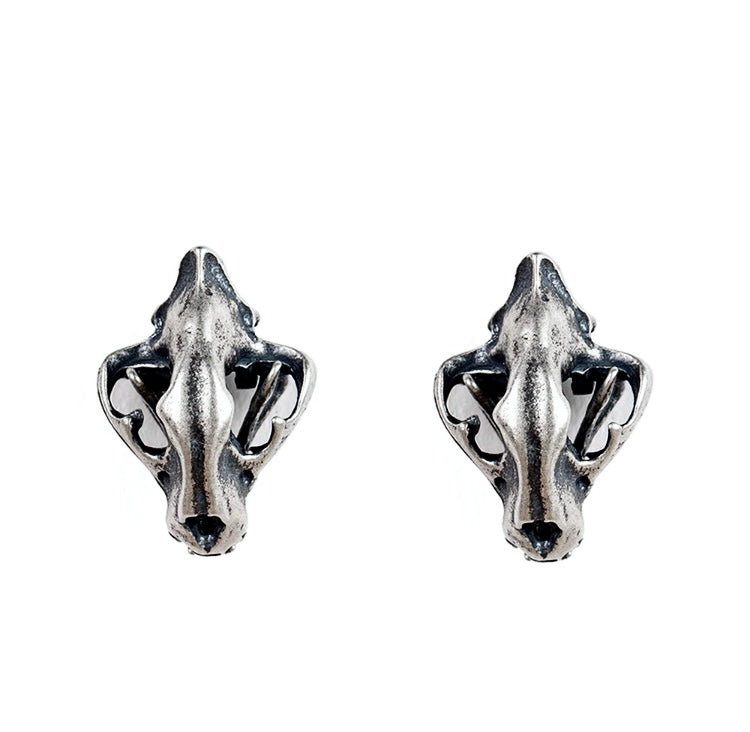 STERLING SILVER CAT SKULL EARRINGS