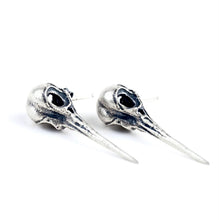 Load image into Gallery viewer, STERLING SILVER BIRD SKULL EARRINGS