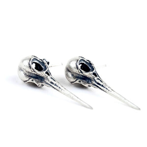 STERLING SILVER BIRD SKULL EARRINGS