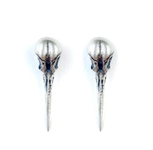 Load image into Gallery viewer, STERLING SILVER BIRD SKULL EARRINGS