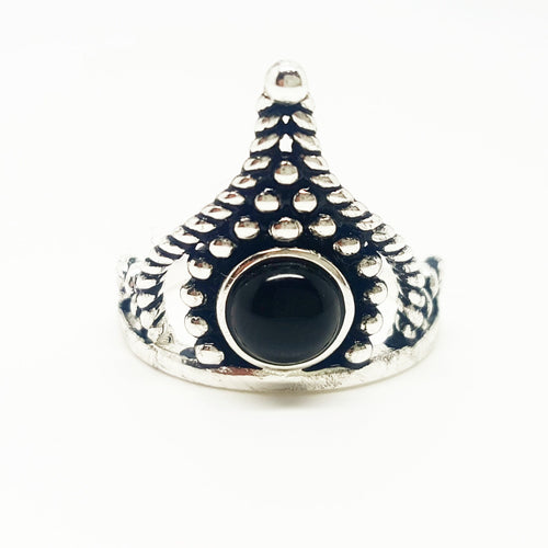 OLIVIA STERLING SILVER DOTTED BLACK ONYX RING