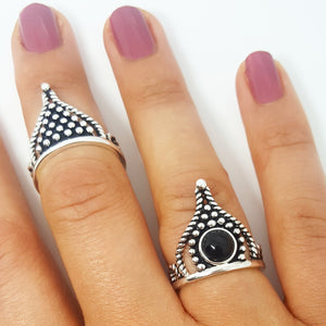 OLIVIA STERLING SILVER DOTTED BLACK ONYX RING