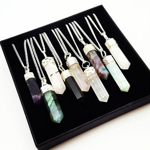 GEMSTONE CRYSTAL POINT NECKLACE