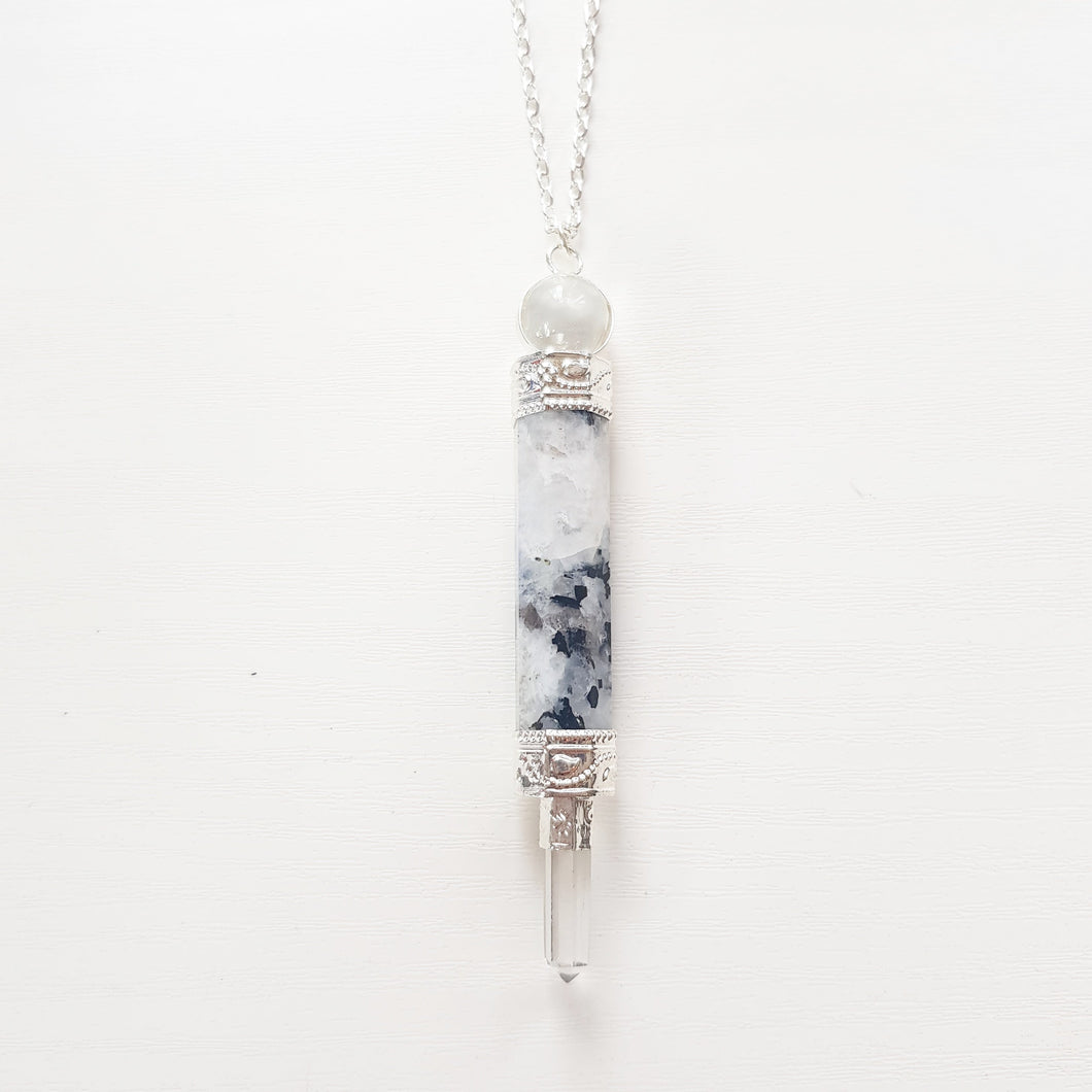 RAINBOW MOONSTONE WAND PENDANT