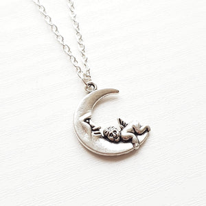 MOON AND CHERUB NECKLACE