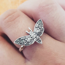 Load image into Gallery viewer, STERLING SILVER LUNAR DEATH MOTH RING