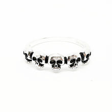 Load image into Gallery viewer, STERLING SILVER TINY SKULLS STACKER RING