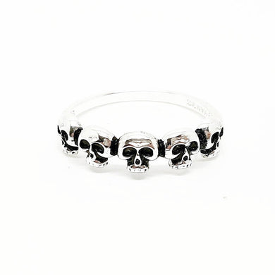 STERLING SILVER TINY SKULLS STACKER RING