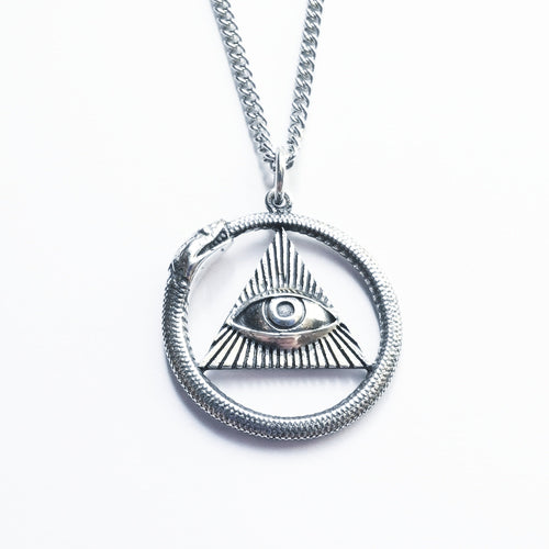 STERLING SILVER ALL SEEING EYE OUROBOROS NECKLACE