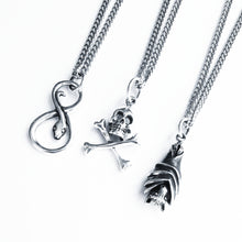 Load image into Gallery viewer, STERLING SILVER SKULL AND CROSS BONES NECKLACE
