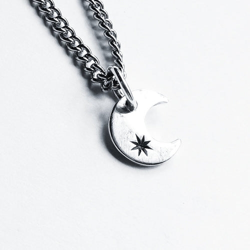 STERLING SILVER TINY MOON NECKLACE