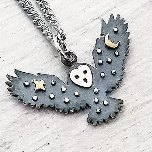 STERLING SILVER FLYING OWL
