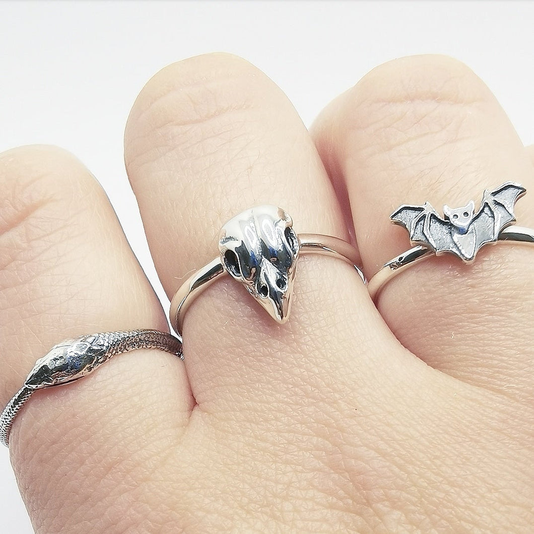 STERLING SILVER BIRD SKULL RING