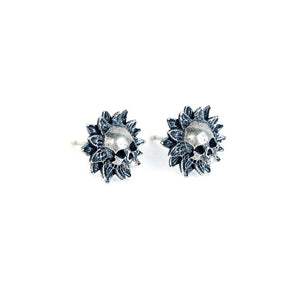 STERLING SILVER SUNFLOWER SKULL STUDS