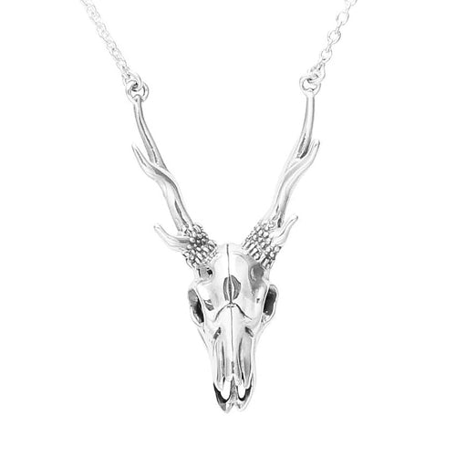 STERLING SILVER DEER SKULL NECKLACE