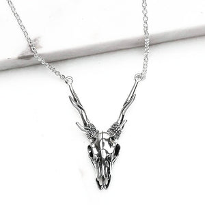 STERLING SILVER DEER SKULL NECKLACE