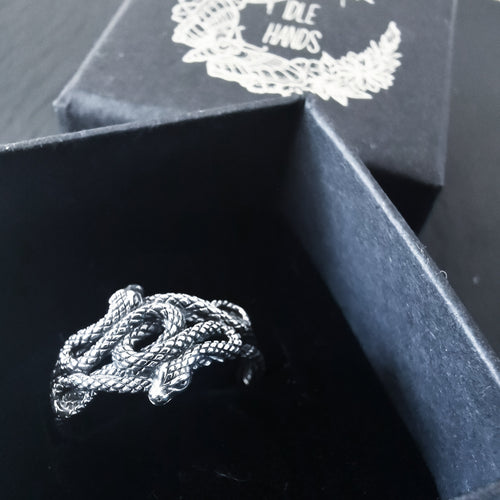 STERLING SILVER ENTWINED SERPENT RING