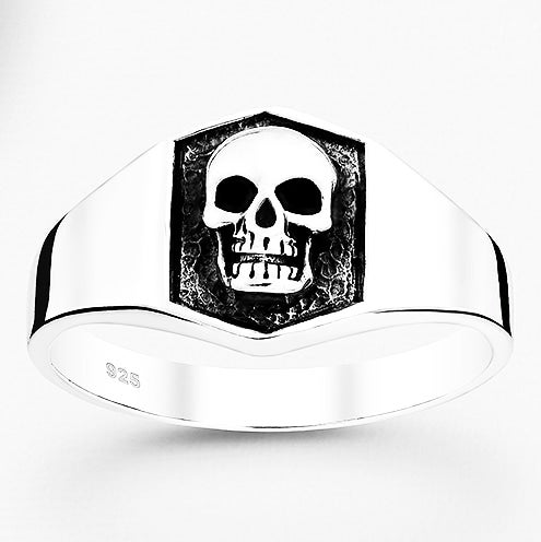 STERLING SILVER SKULL SIGNET RING