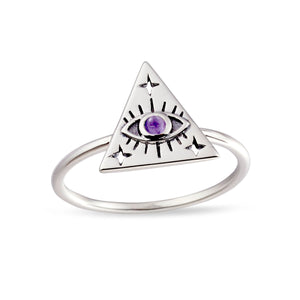 STERLING SILVER DIVINE INSIGHT AMETHYST RING