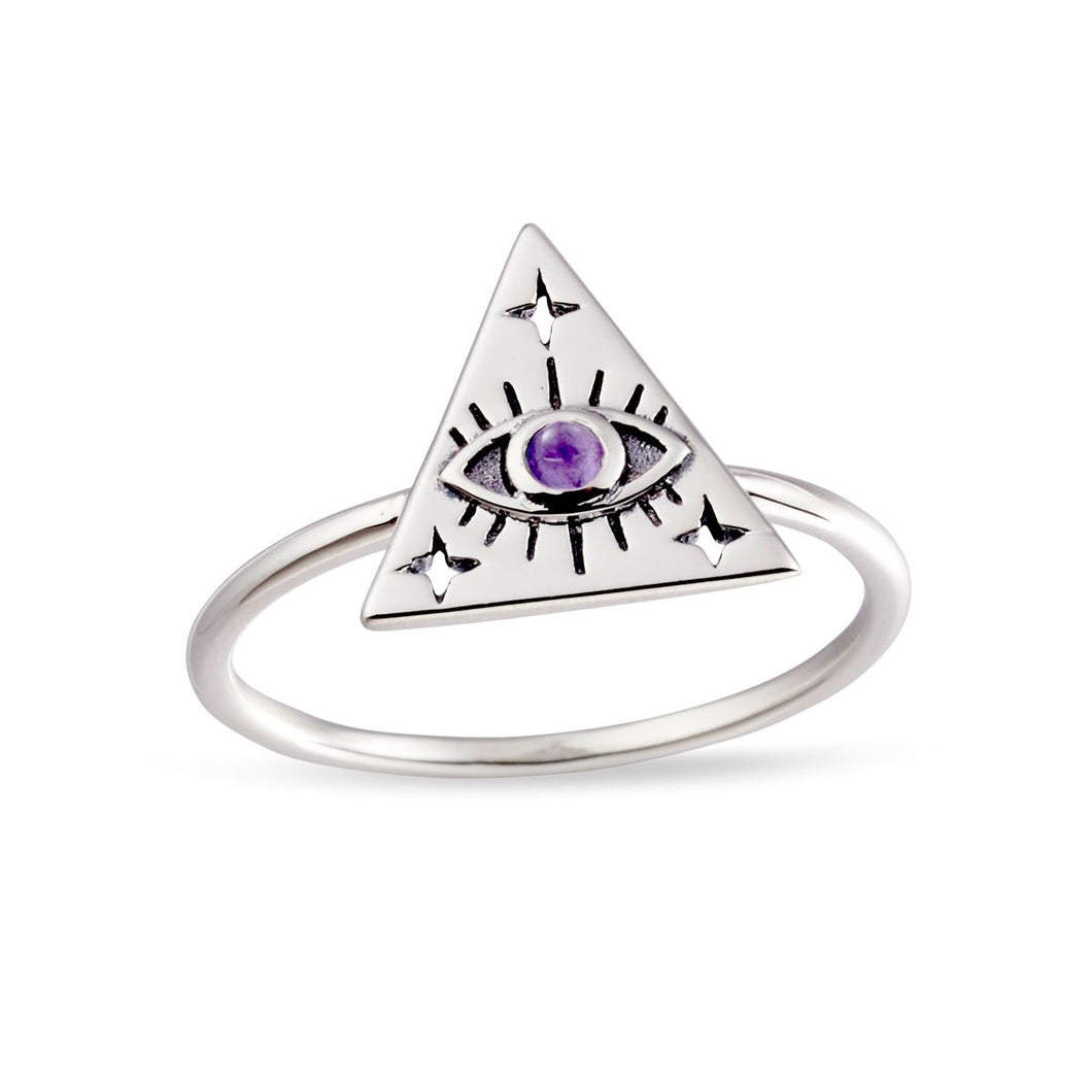 STERLING SILVER DIVINE INSIGHT AMETHYST RING