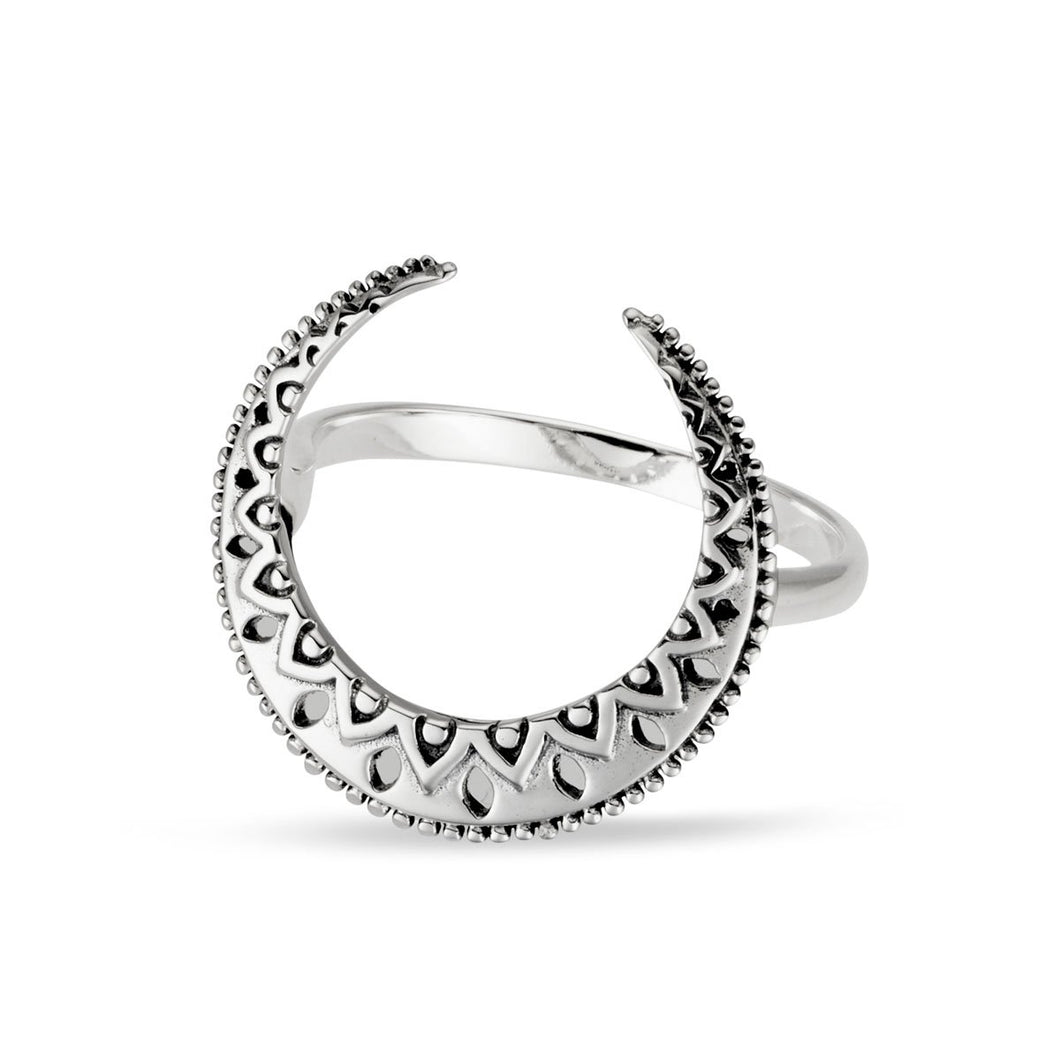 STERLING SILVER MANDALA MOON RING