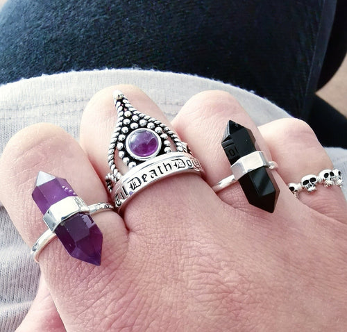 STERLING SILVER GEMSTONE POINT RING