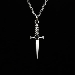 STERLING SILVER BLACK ONYX DAGGER NECKLACE