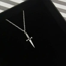 Load image into Gallery viewer, STERLING SILVER BLACK ONYX DAGGER NECKLACE