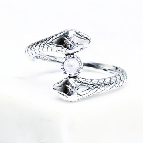 STERLING SILVER DOUBLE HEADED SNAKE RING