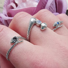 Load image into Gallery viewer, STERLING SILVER DOUBLE HEADED SNAKE RING