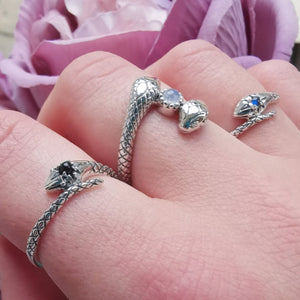 STERLING SILVER DIVINE SERPENT RAINBOW MOONSTONE RING