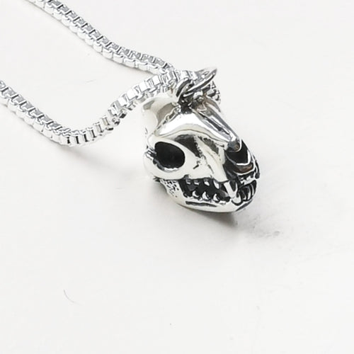 STERLING SILVER CAT SKULL NECKLACE