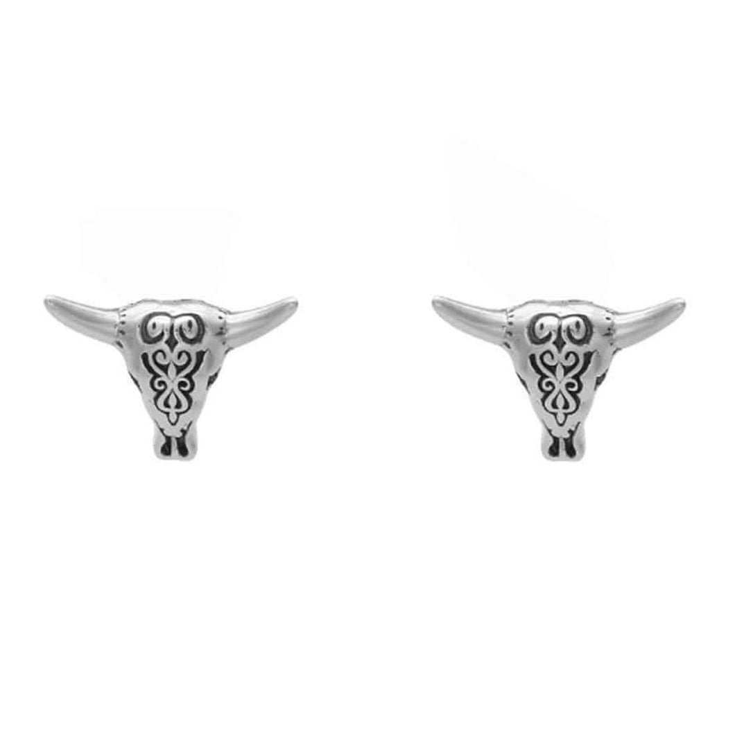 STERLING SILVER BULL SKULL STUDS