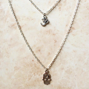 HAMSA & OM DOUBLE NECKLACE