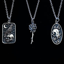 Load image into Gallery viewer, STERLING SILVER CROW AND SKULL NECKLACE