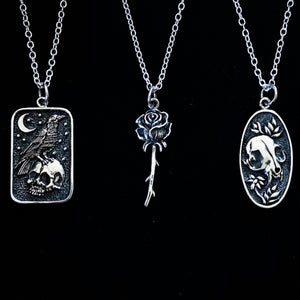 STERLING SILVER CROW AND SKULL NECKLACE