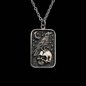 STERLING SILVER CROW AND SKULL NECKLACE