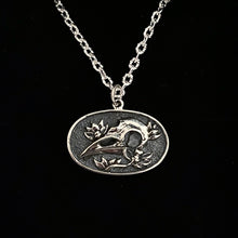 Load image into Gallery viewer, STERLING SILVER RAVEN SKULL &amp; FLOWER NECKLACE