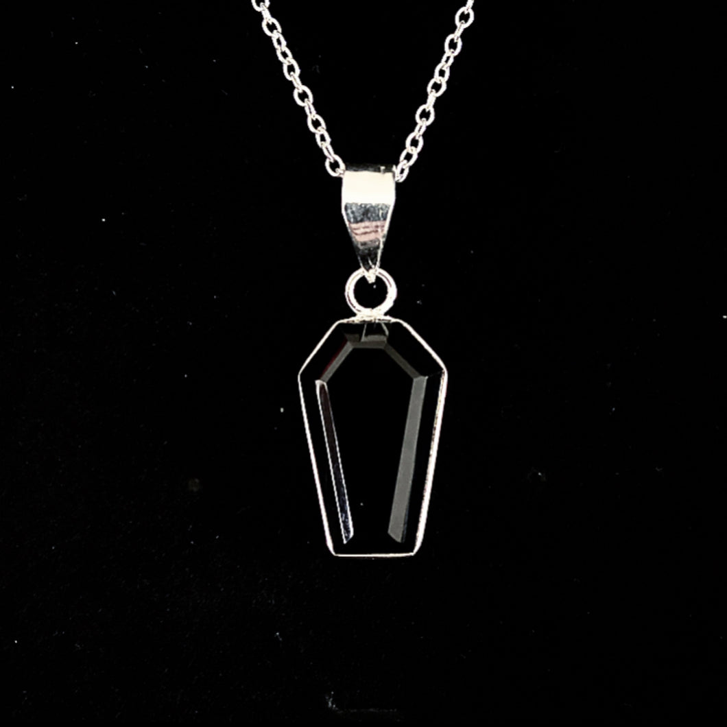 BLACK ONYX COFFIN NECKLACE