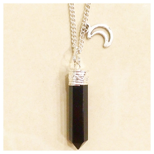 BLACK ONYX MOON NECKLACE