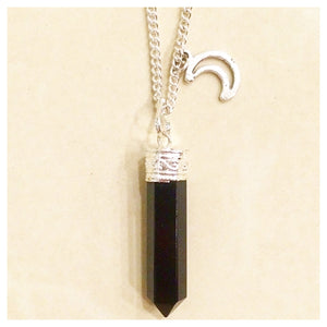 BLACK ONYX MOON NECKLACE