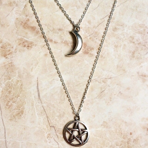 PENTAGRAM MOON LAYERED NECKLACE