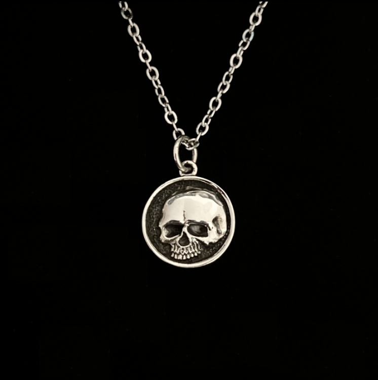STERLING SILVER SKULL CAMEO NECKLACE